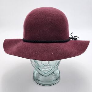 American Eagle Wool Red Braided Band Boho Floppy Hat